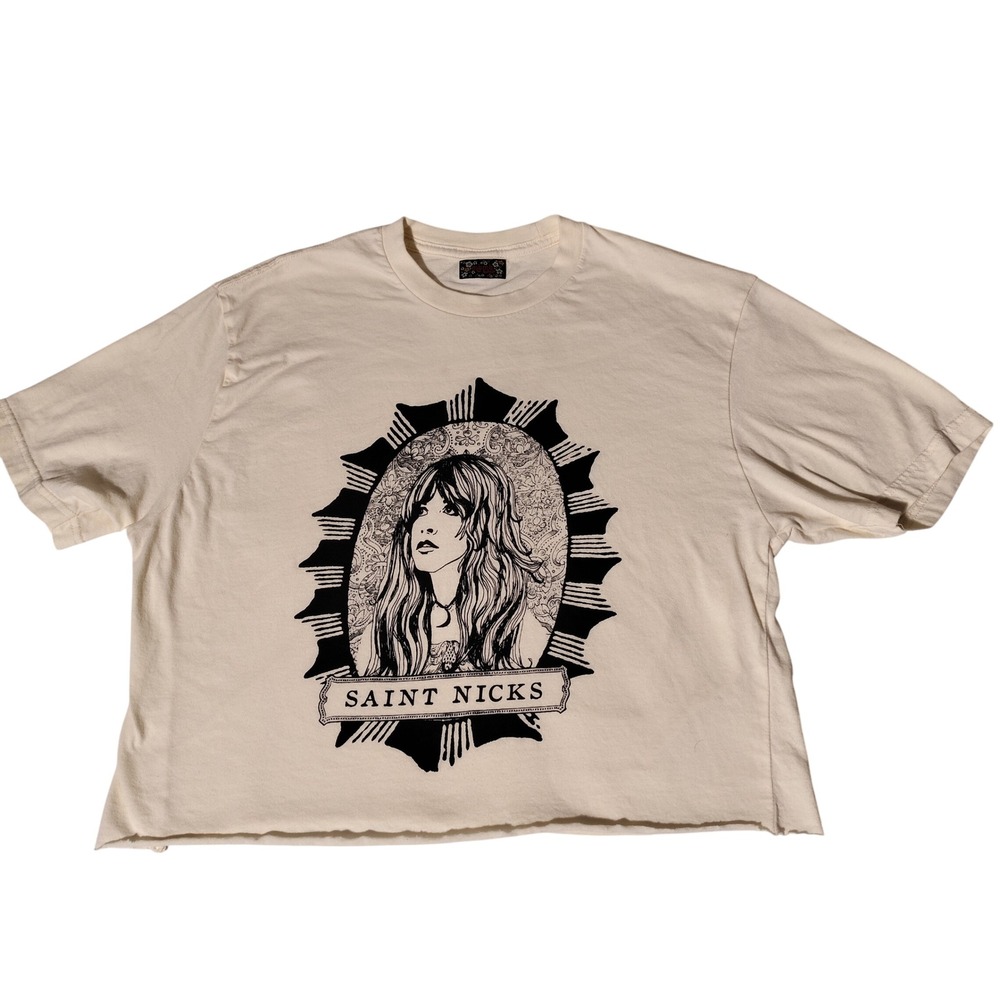 mbmb Saint Nicks Stevie Nicks Graphic Crop Top Cream Cotton Tee (S-M?)